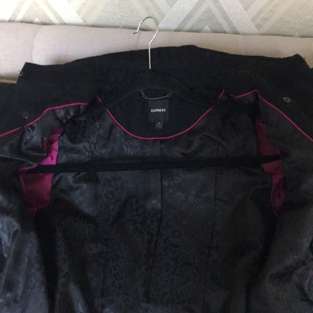Express Black Double-Breasted Pea Coat with Gold Buttons - Picture 8 of 8